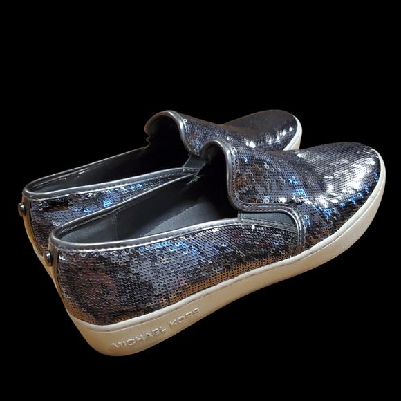 Michael Kors Keaton Slip On Sneakers Sequins Guntmetal Size 6M - Picture 4 of 5